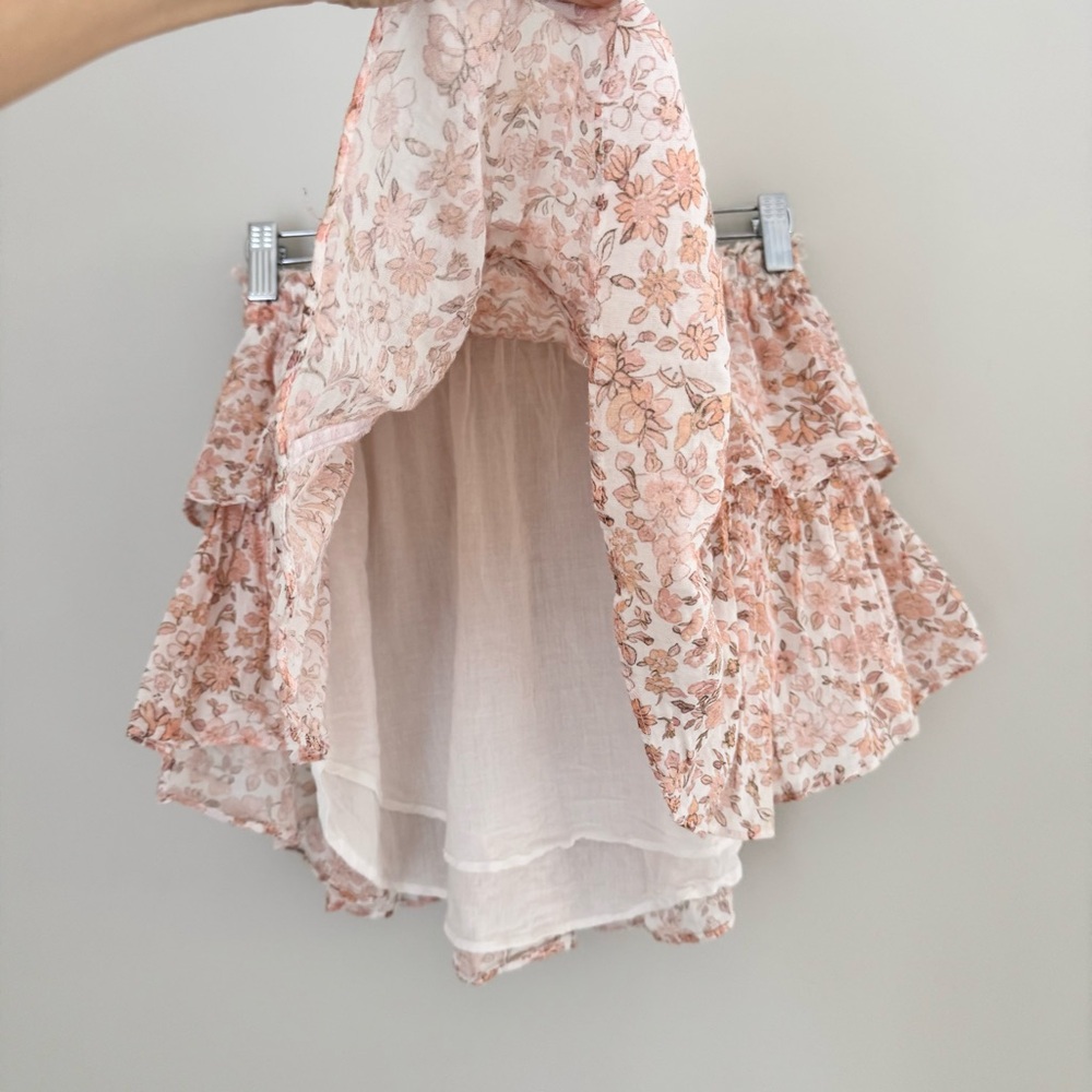 Love Shack Fancy Cotton Tiered Dorin Ruffle Mini Skirt in Vanilla Foam Size S - Picture 10 of 16